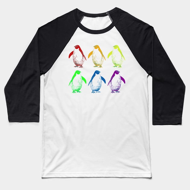 Colorful penguin pattern Baseball T-Shirt by LukjanovArt